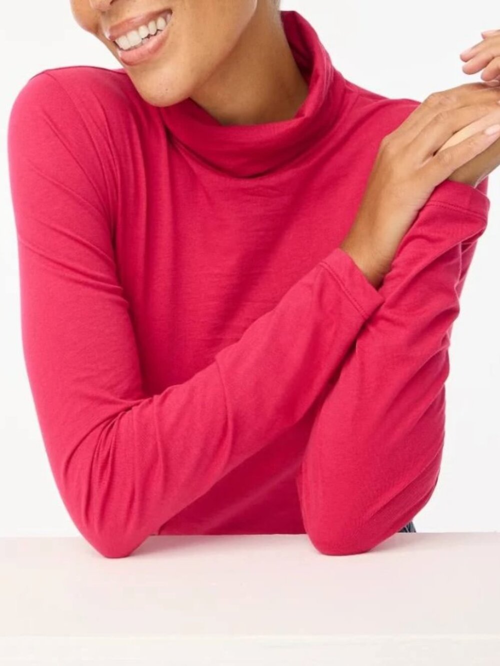 J. Crew Bright Pink Tissue Turtleneck